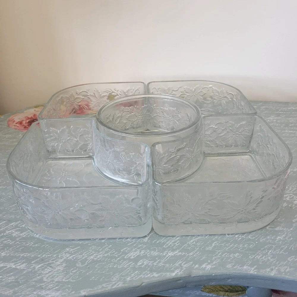 PRINCESS HOUSE Fantasia 5‎ Piece VEGGIE & DIP Tray/Server w/Glass Caddy ~ EUC!